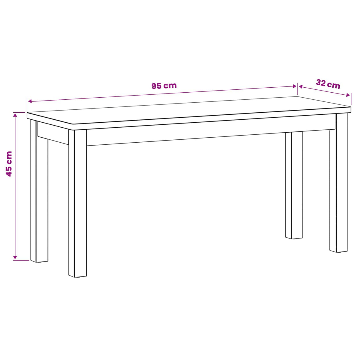 vidaXL Dining Bench 95 x 32 x 45 cm Solid Oak Natural