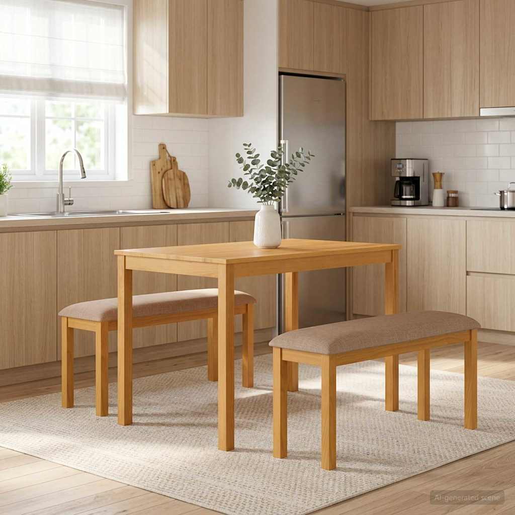 vidaXL Dining Bench 95 x 32 x 45 cm Solid Oak Natural