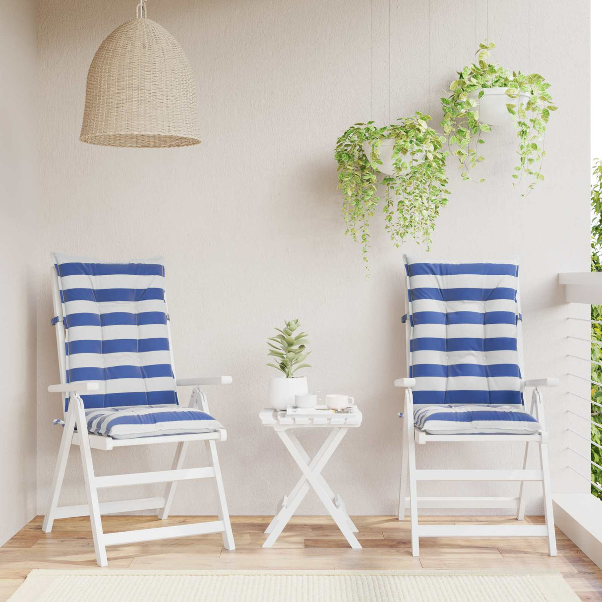 vidaXL Outdoor Cushion 2 pcs Blue and White 120 x 50 x 7 cm Fabric