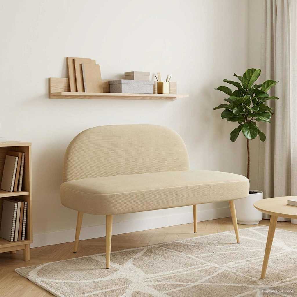 vidaXL Gevuld bankje met rugleuning Lichtgrijs 110 x 60 x 76 cm