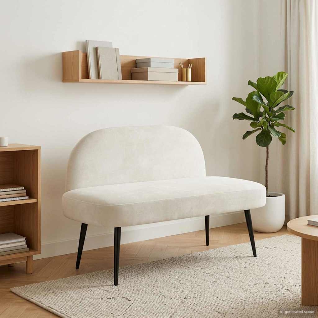 vidaXL Upholstered Bench with Backrest Light Grey 110 x 60 x 76 cm