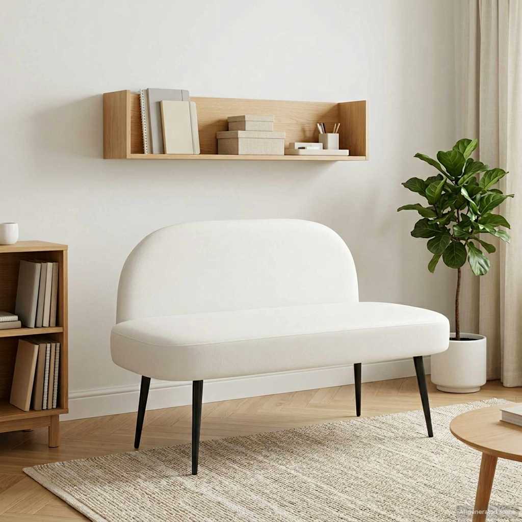 vidaXL Upholstered Bench with Backrest Cream 110 x 60 x 76 cm