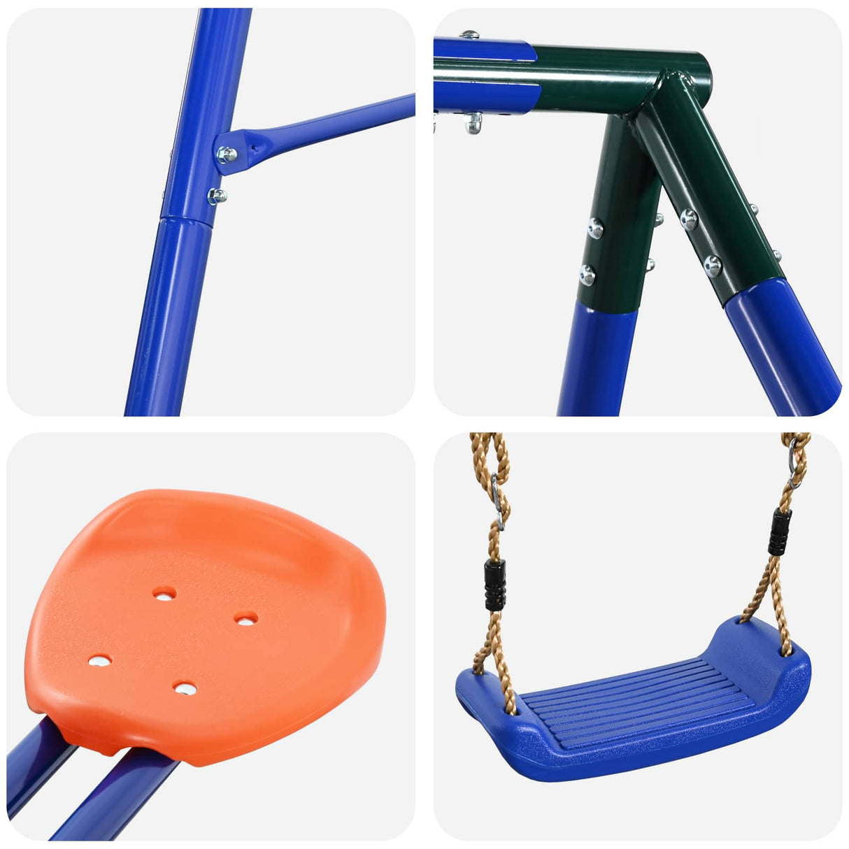 vidaXL Outdoor Swing A-Frame with Slide for up to 3 Children