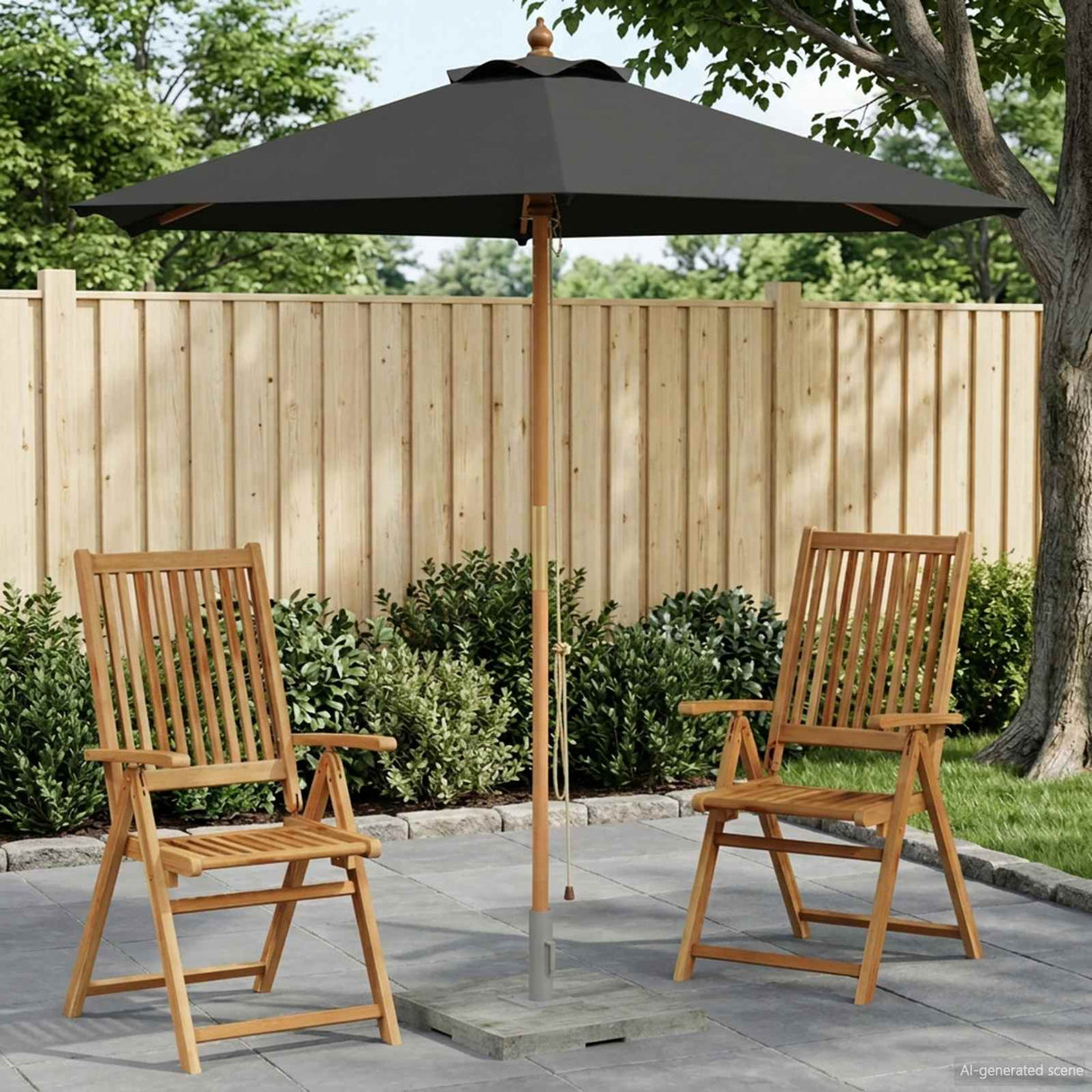 vidaXL Tuinparasol Ø 240 x 237 cm massief eucalyptushout Antraciet