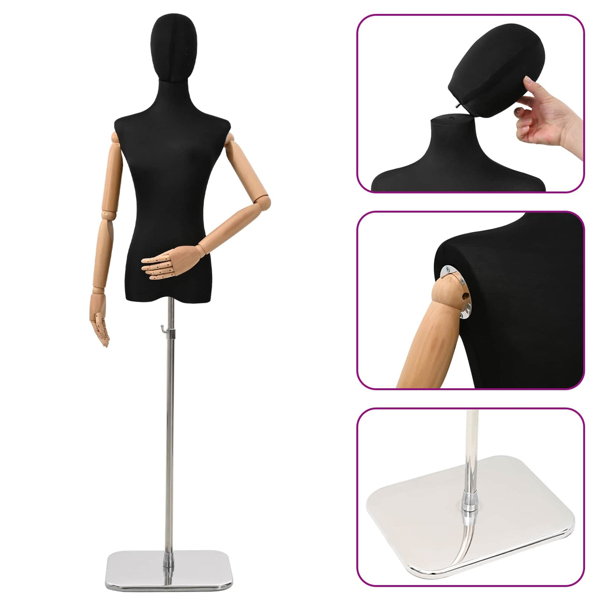vidaXL Verstelbare mannequin 162-233 cm met hoofd en basis Vrouw PP