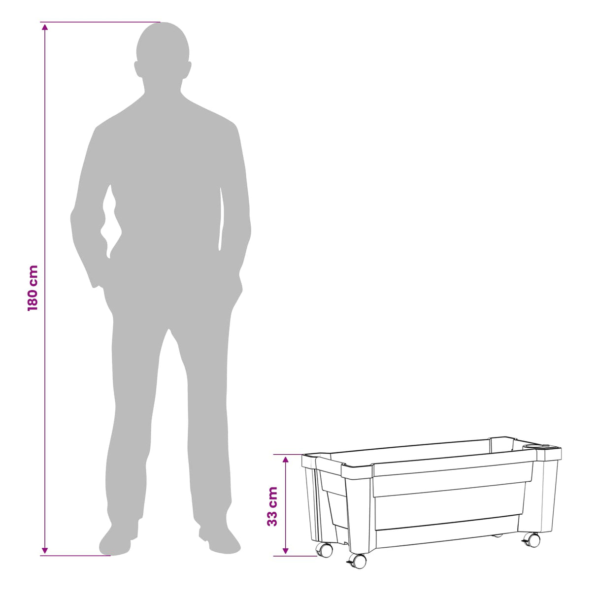 vidaXL Calypso planter met wielen Wit 79 x 35 x 33 cm PP