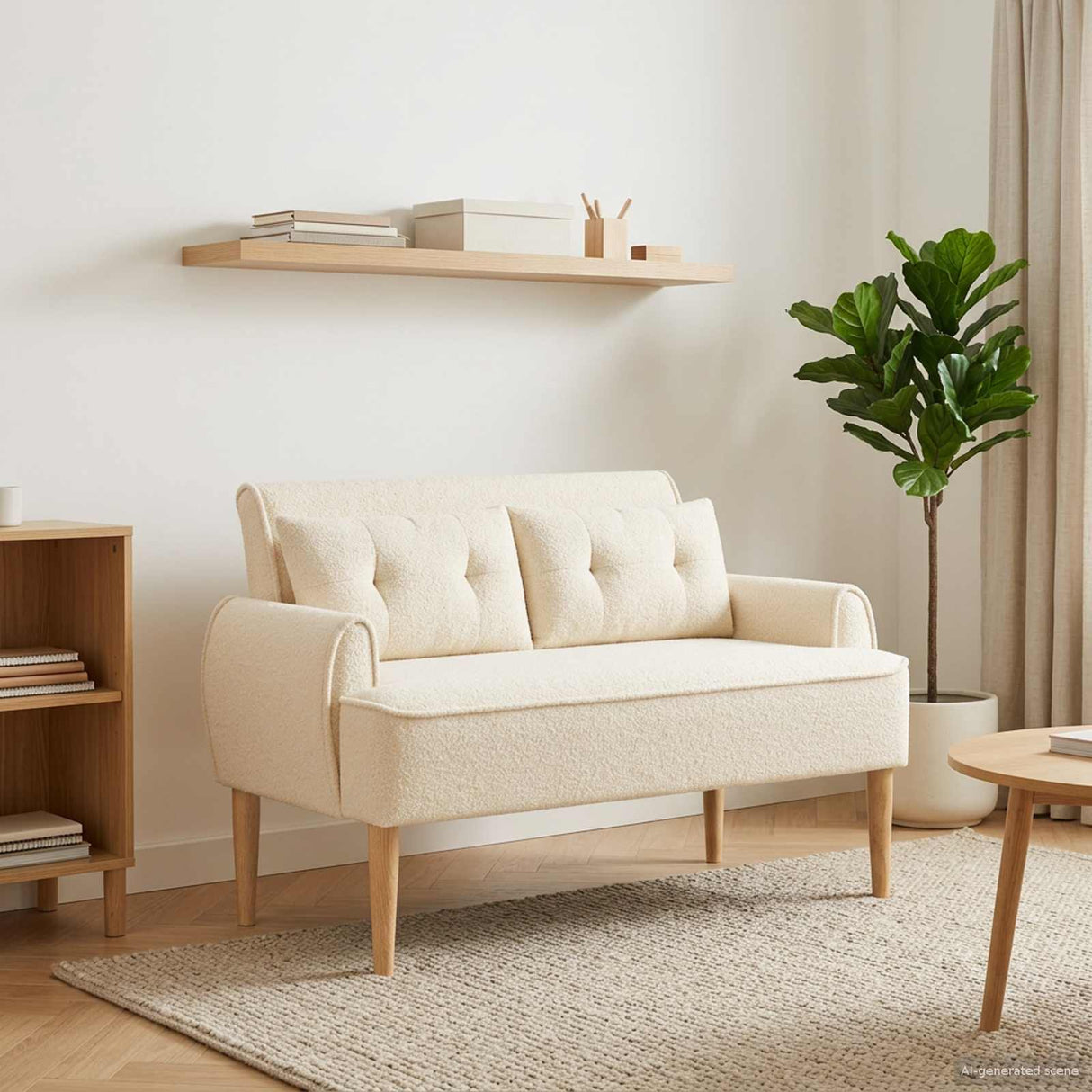 vidaXL Lovingseat met knoopge tuft Crèmekleurig 117 x 67 x 77 cm
