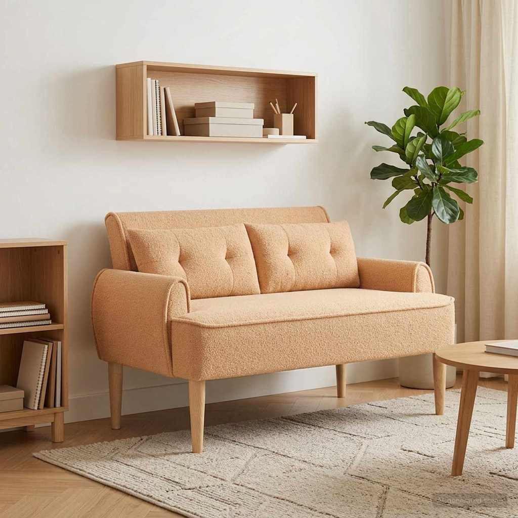 vidaXL Lovingseat met knoopge tuft Crèmekleurig 117 x 67 x 77 cm