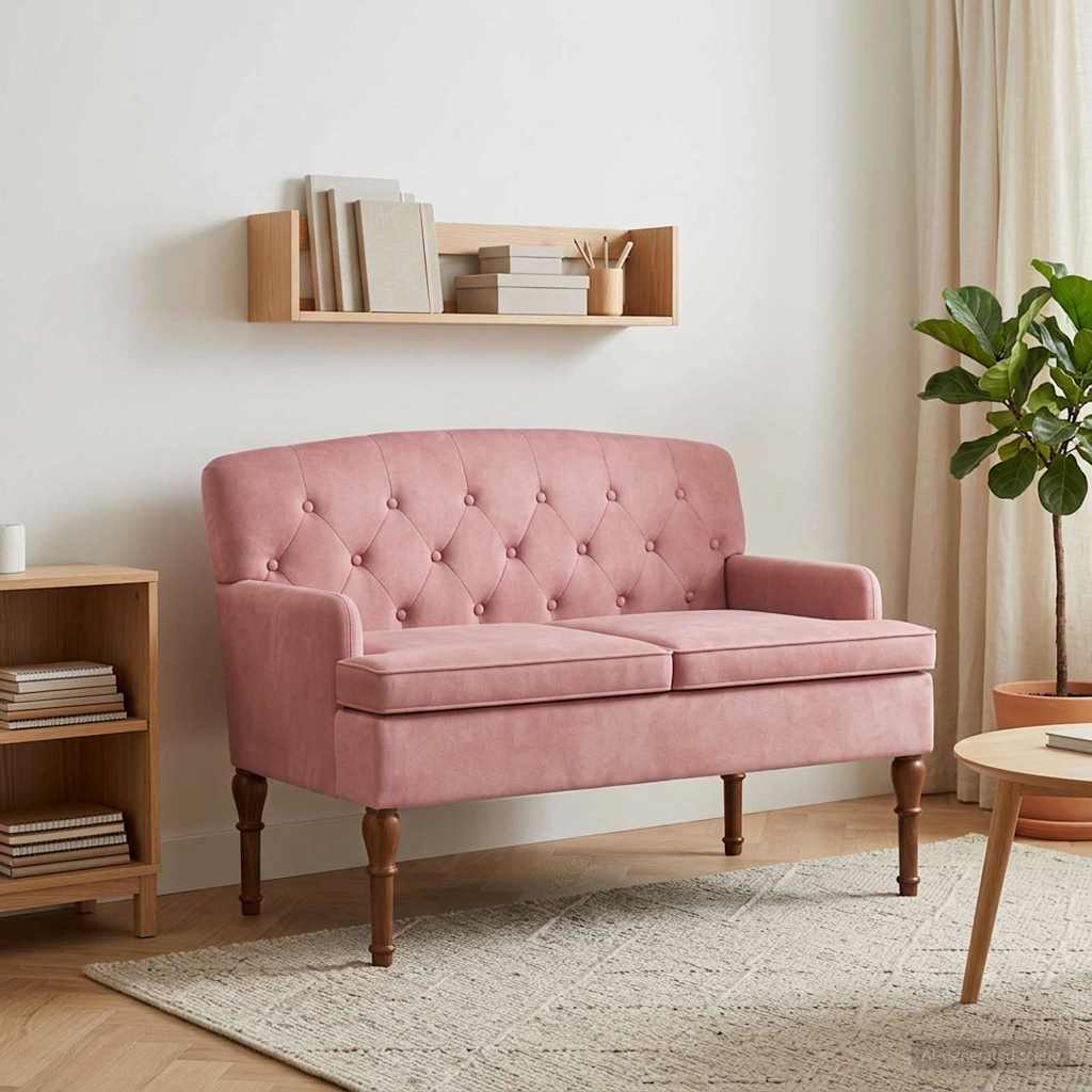 vidaXL Loveseat with Tufted Buttons Light Grey 111 x 65 x 79 cm Velvet