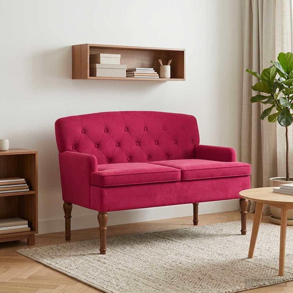 vidaXL Loveseat with Tufted Buttons Light Grey 111 x 65 x 79 cm Velvet