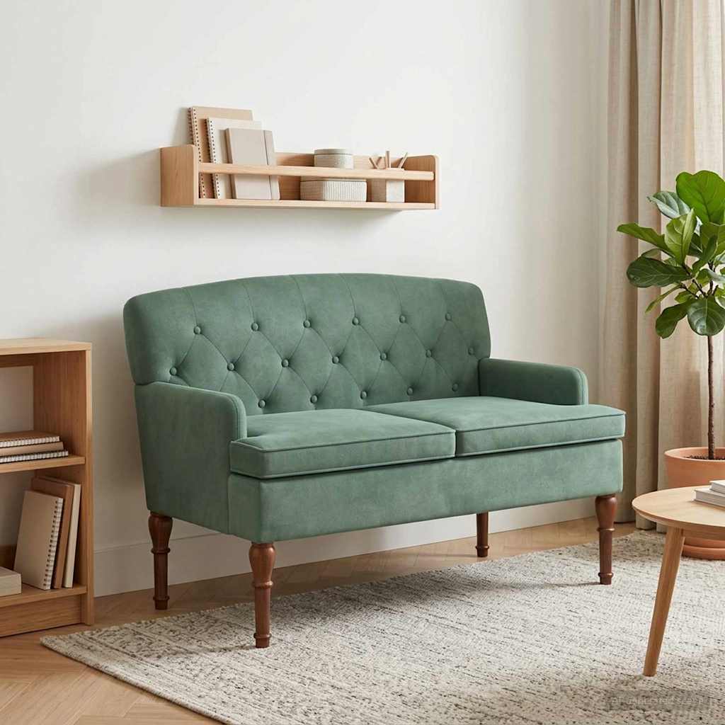 vidaXL Loveseat with Tufted Buttons Light Grey 111 x 65 x 79 cm Velvet