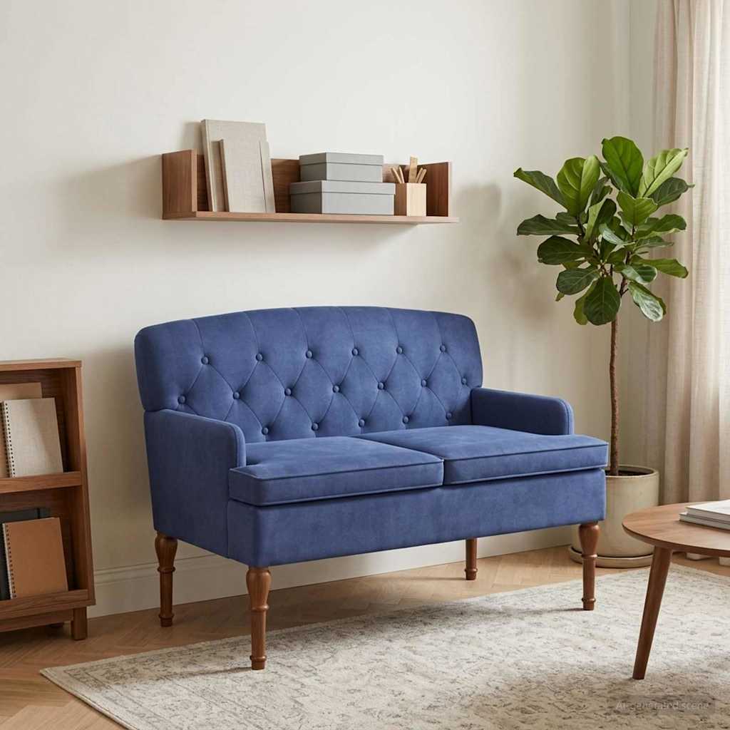 vidaXL Loveseat with Tufted Buttons Light Grey 111 x 65 x 79 cm Velvet