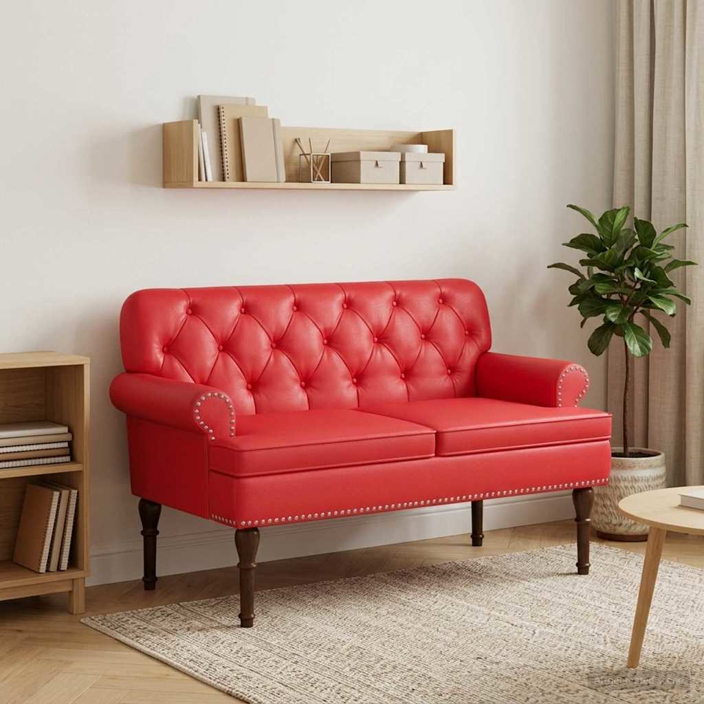 vidaXL Lovingseat met knoopge tuft Zwart 120 x 65 x 77 cm Kunstleer