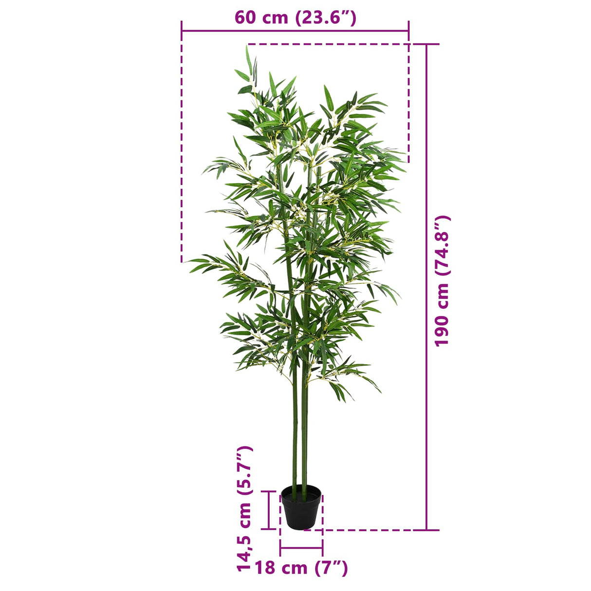 vidaXL Kunstmatige Bamboe Boom 4 pcs Groen 60 x 18 x 190 cm
