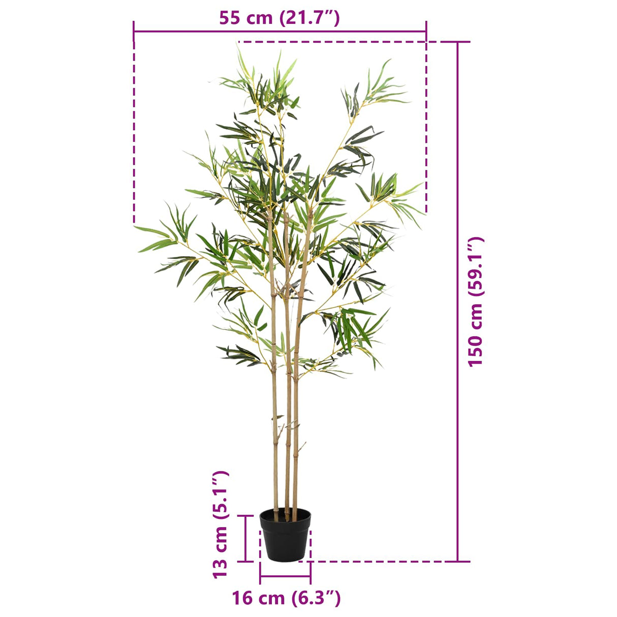 vidaXL Kunstmatige Bamboe Boom Groen 55 x 16 x 150 cm Stof en Bamboe