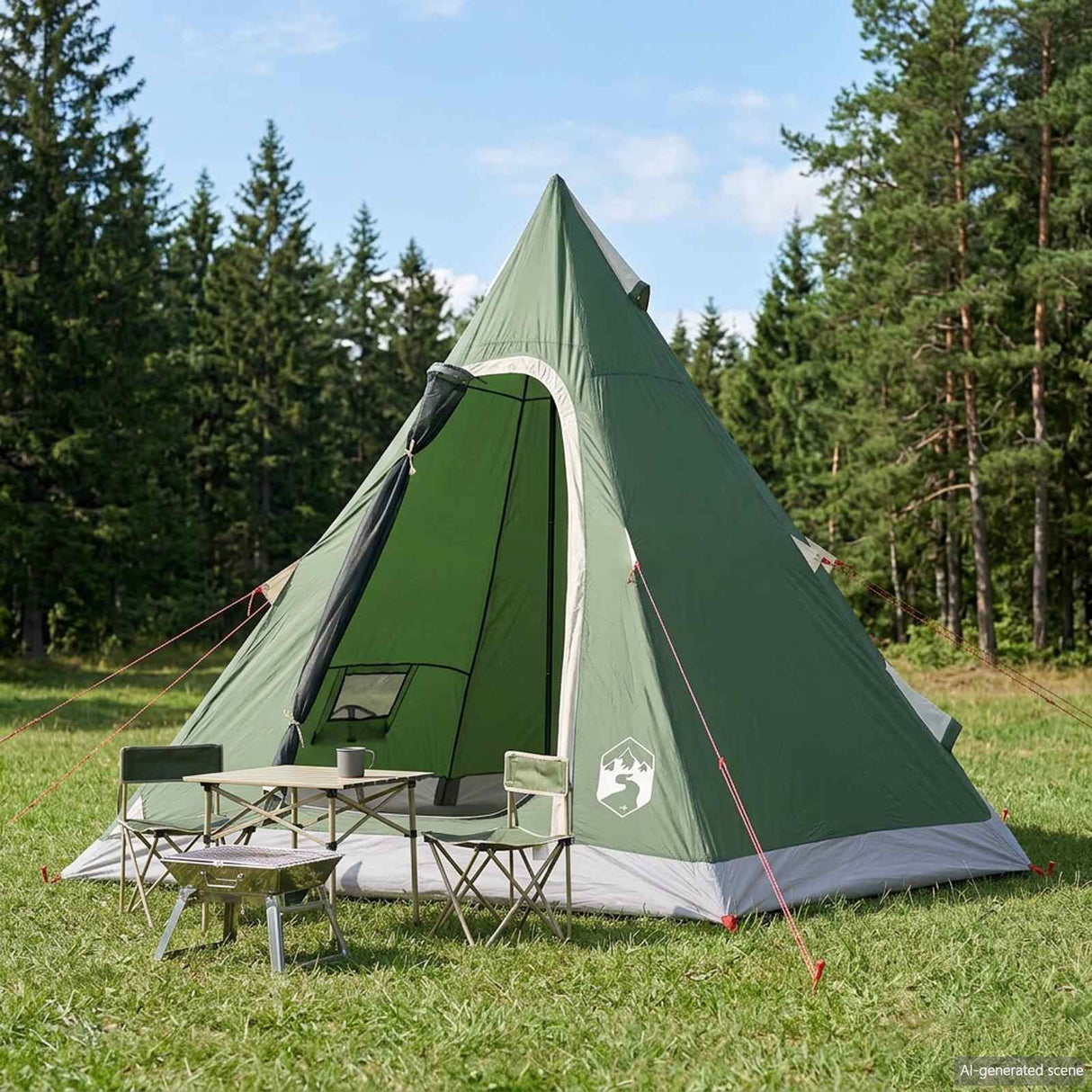 vidaXL 3-persoons Groen 185T Polyester met PU Coating