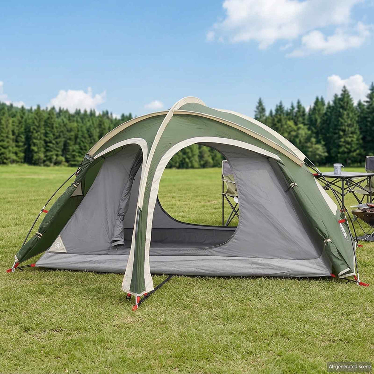 vidaXL Trekkingtent met regenkap, waterbestendig 2-persoons Groen