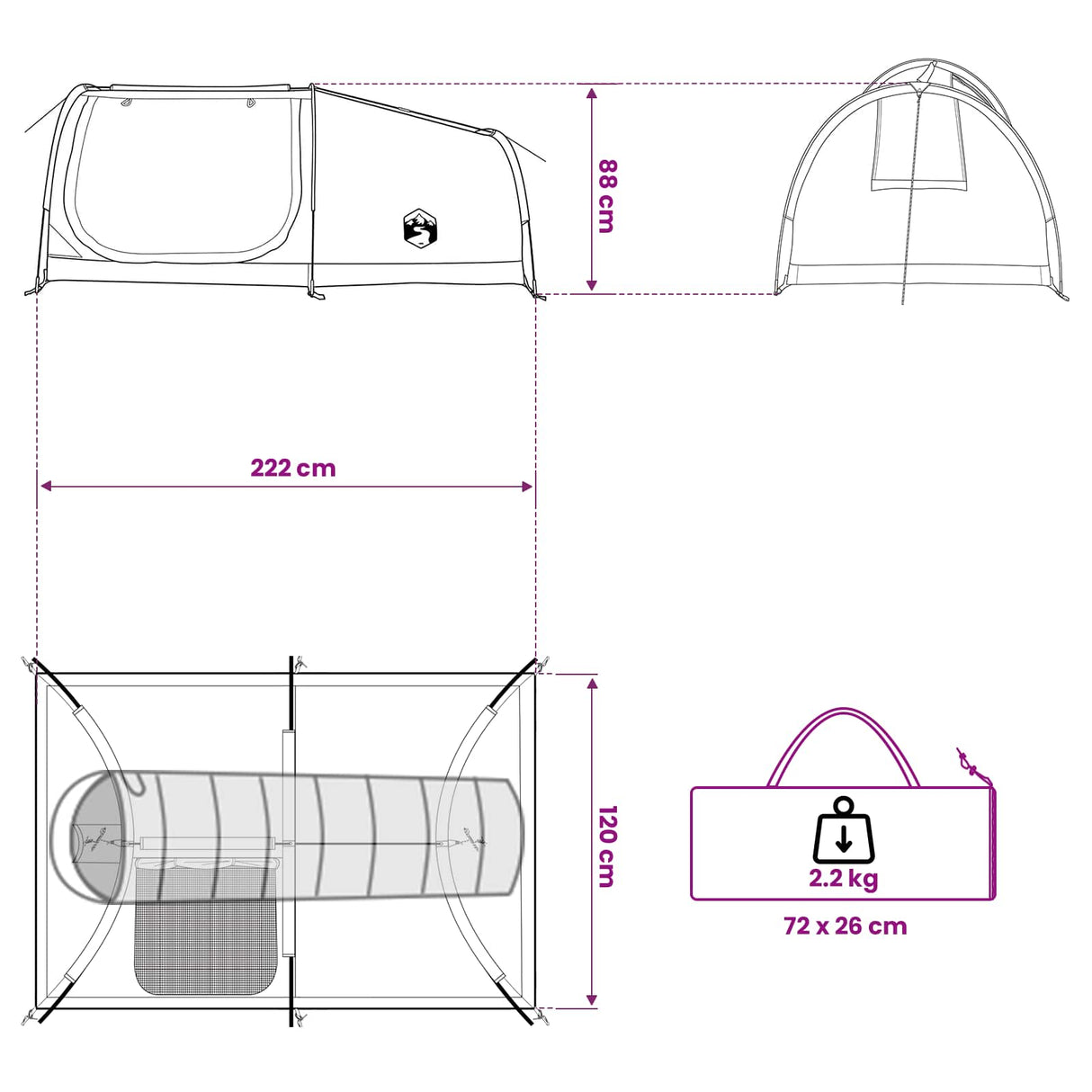 vidaXL Hiking Tent Waterproof 1-person 1-Person Green