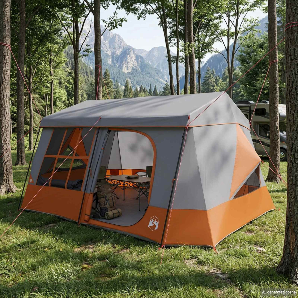 vidaXL Gezinstent met regenhoes waterdicht 9-persoons 9-Persoons Groen