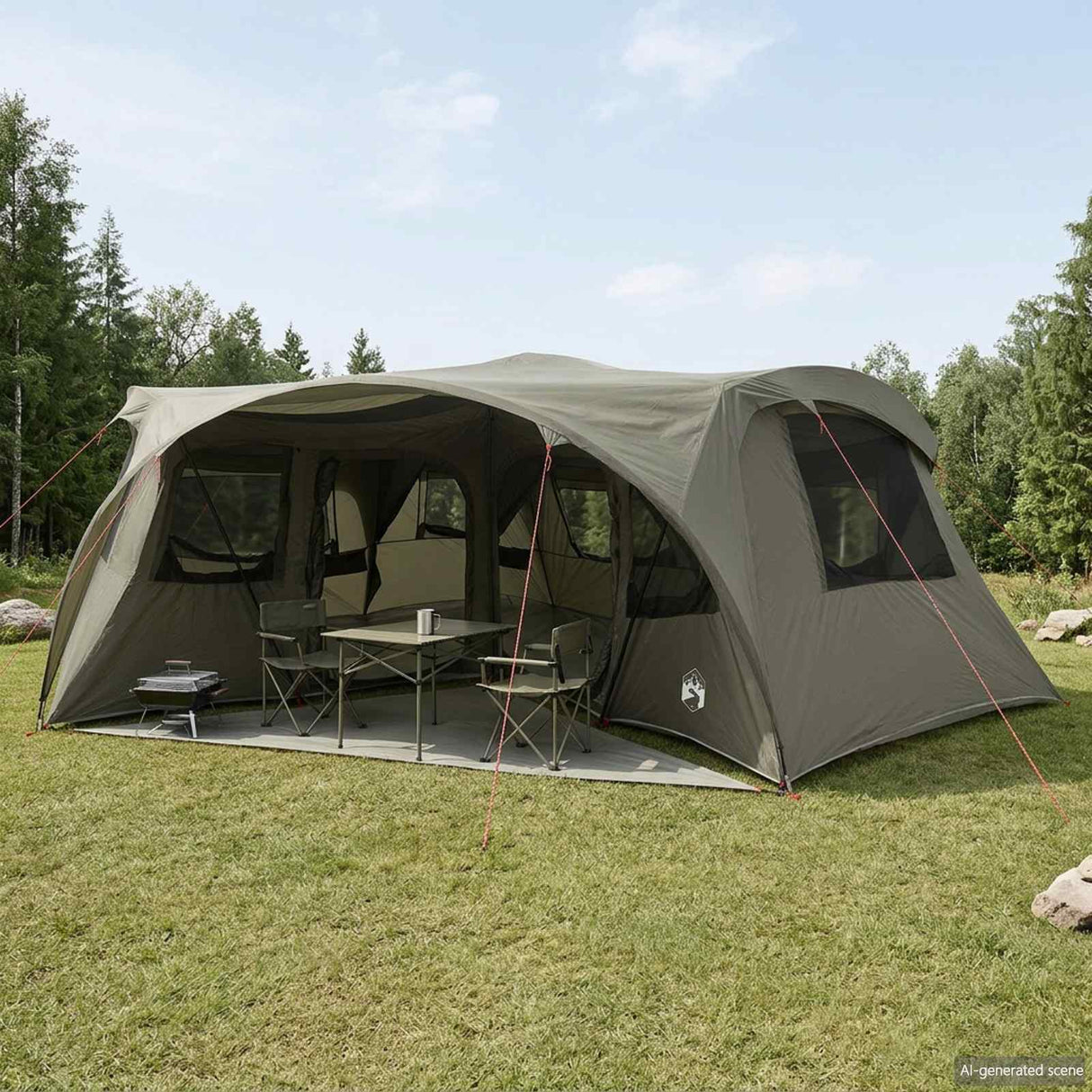 vidaXL Gezinstent met regenhoes waterdicht 6-persoons 6-persoons Groen
