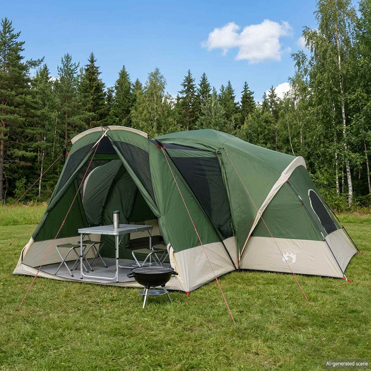 vidaXL Kamer Tent met Waterdichte Regenfly 10-persoons Groen