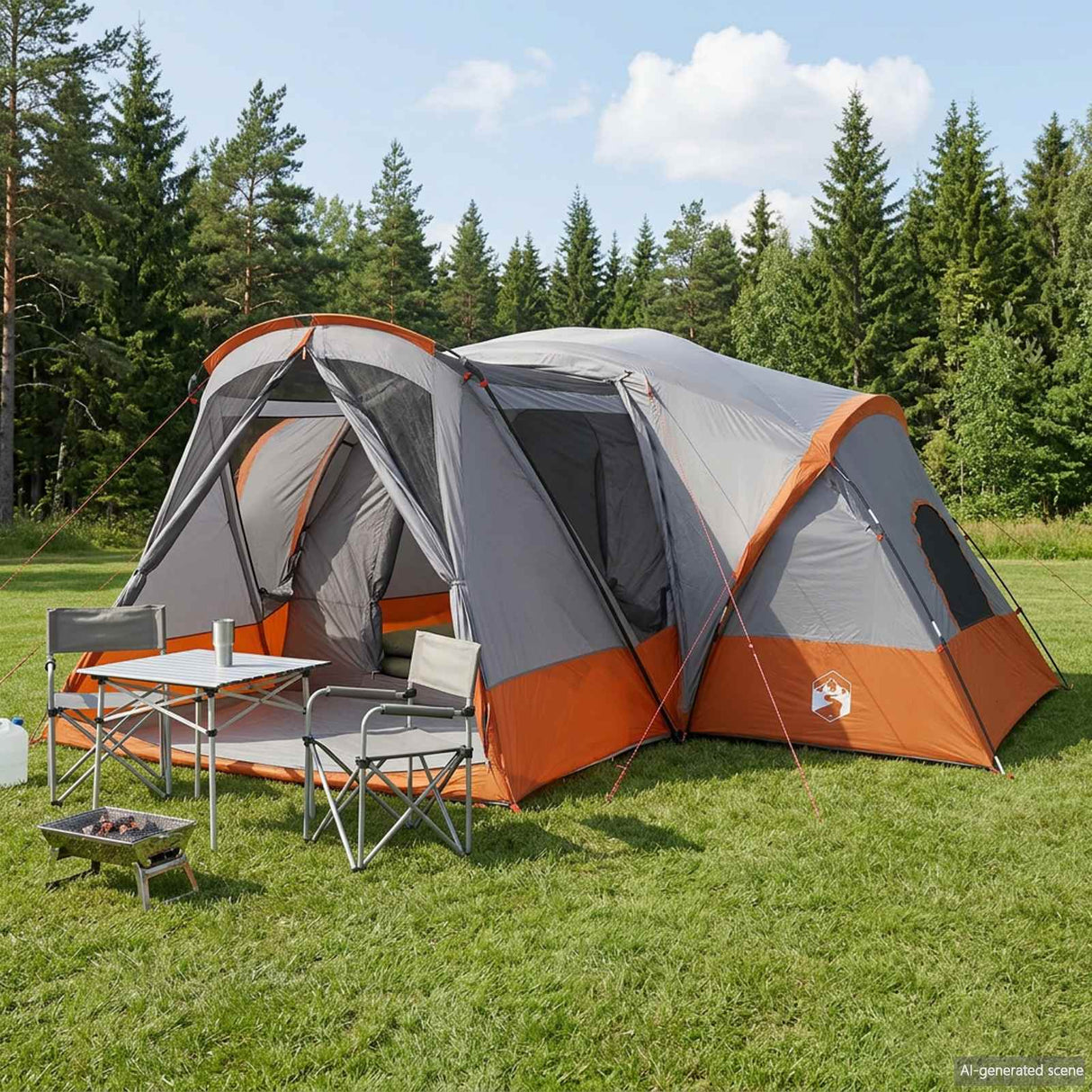 vidaXL Kamer Tent met Waterdichte Regenfly 10-persoons Groen