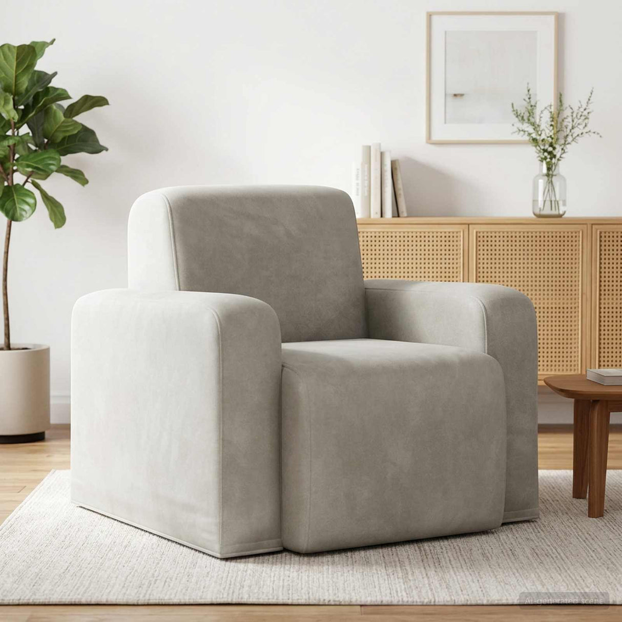 vidaXL Fauteuil Lichtgrijs fluweel