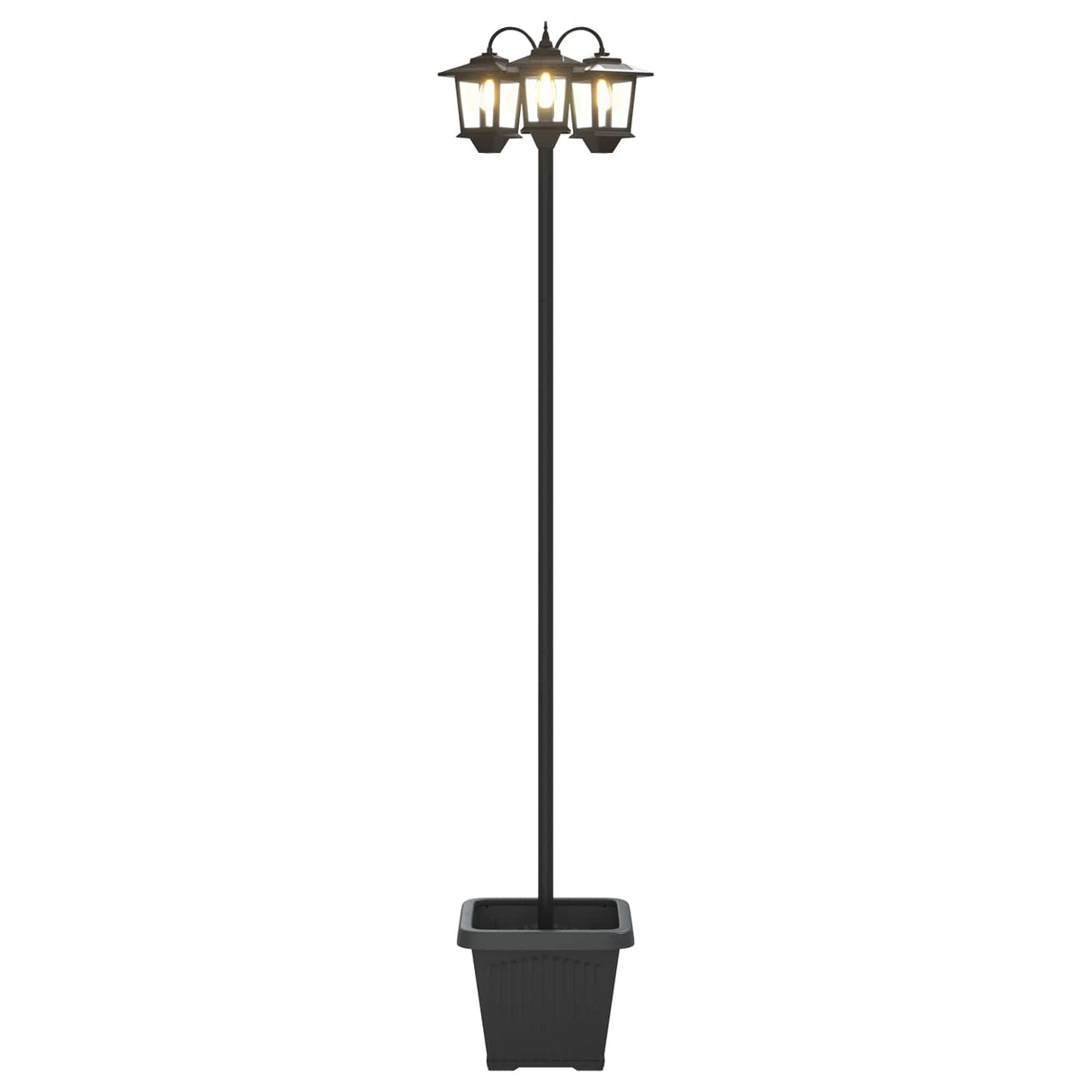 vidaXL 3-Arm Lantaarnpaal with LED Bulb Zwart 16 x 16 x 187 cm