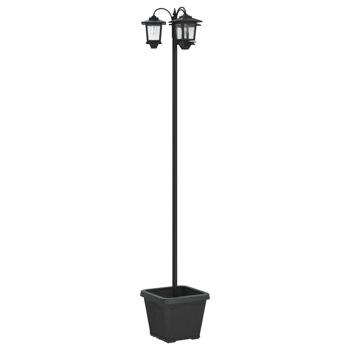 vidaXL 3-Arm Lantaarnpaal with LED Bulb Zwart 16 x 16 x 187 cm