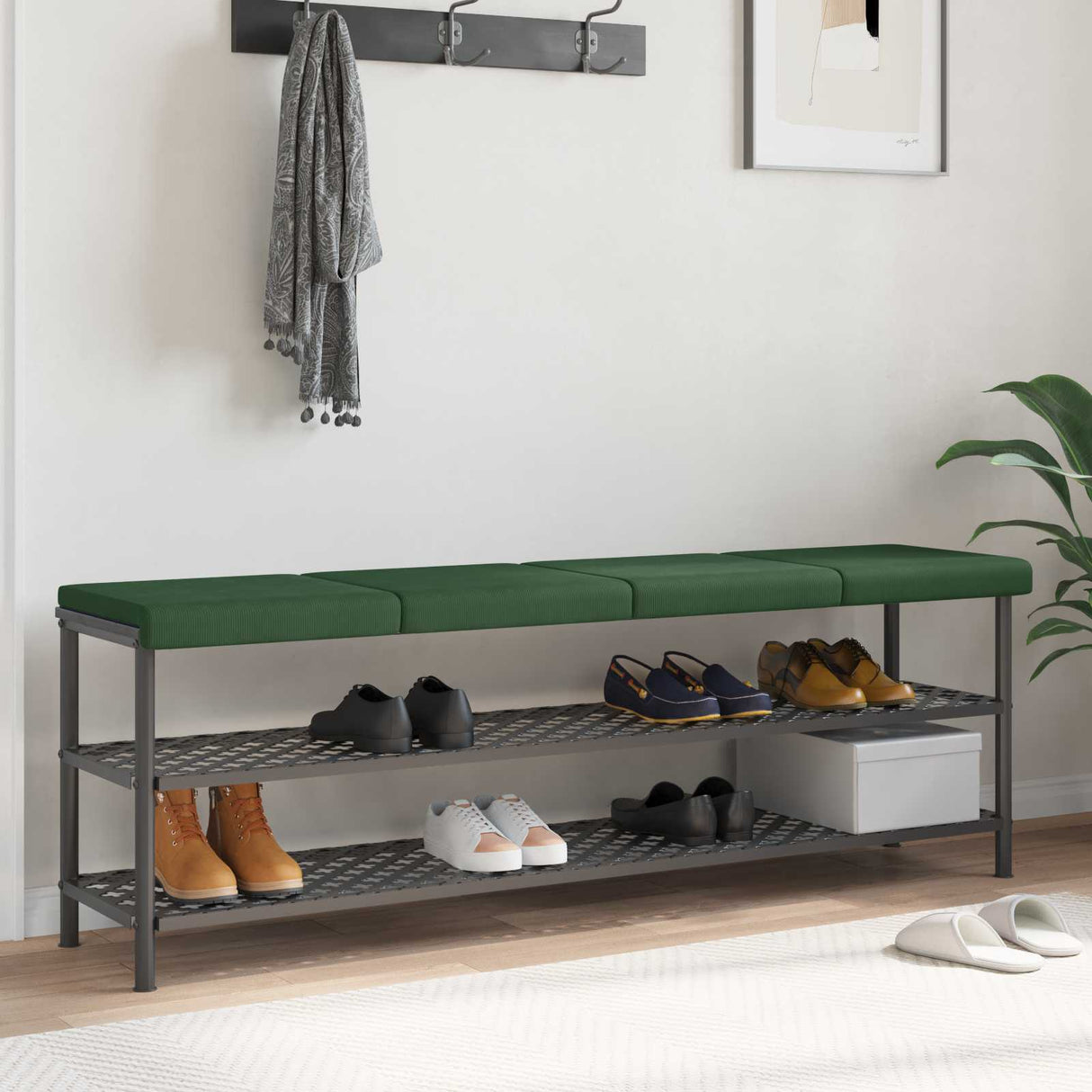 vidaXL Bench Cushion 4 pcs corduroy Grey Green Depth 35 cm