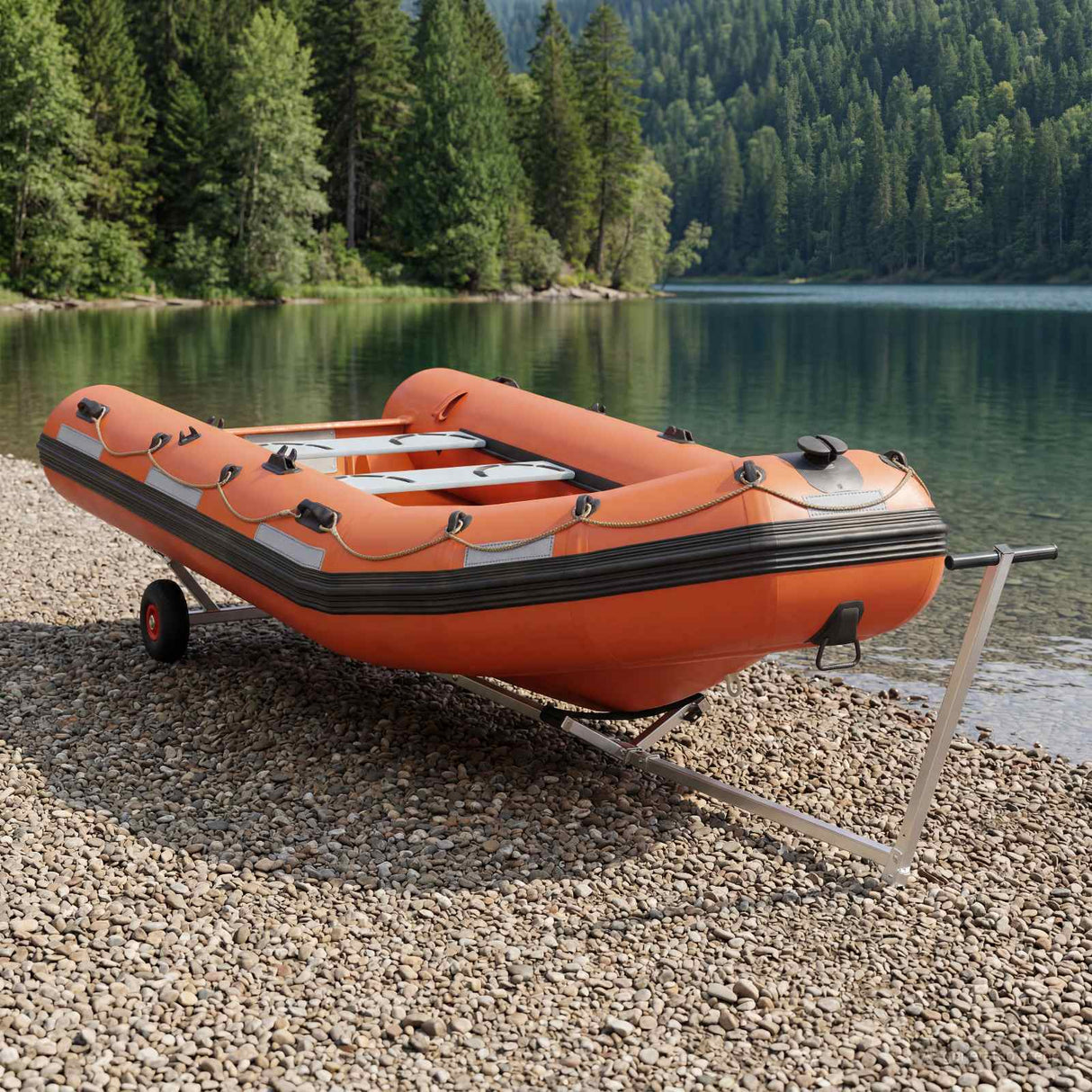 vidaXL Adjustable Boat Trailers with Pneumatic Wheels 200 kg Load Silver