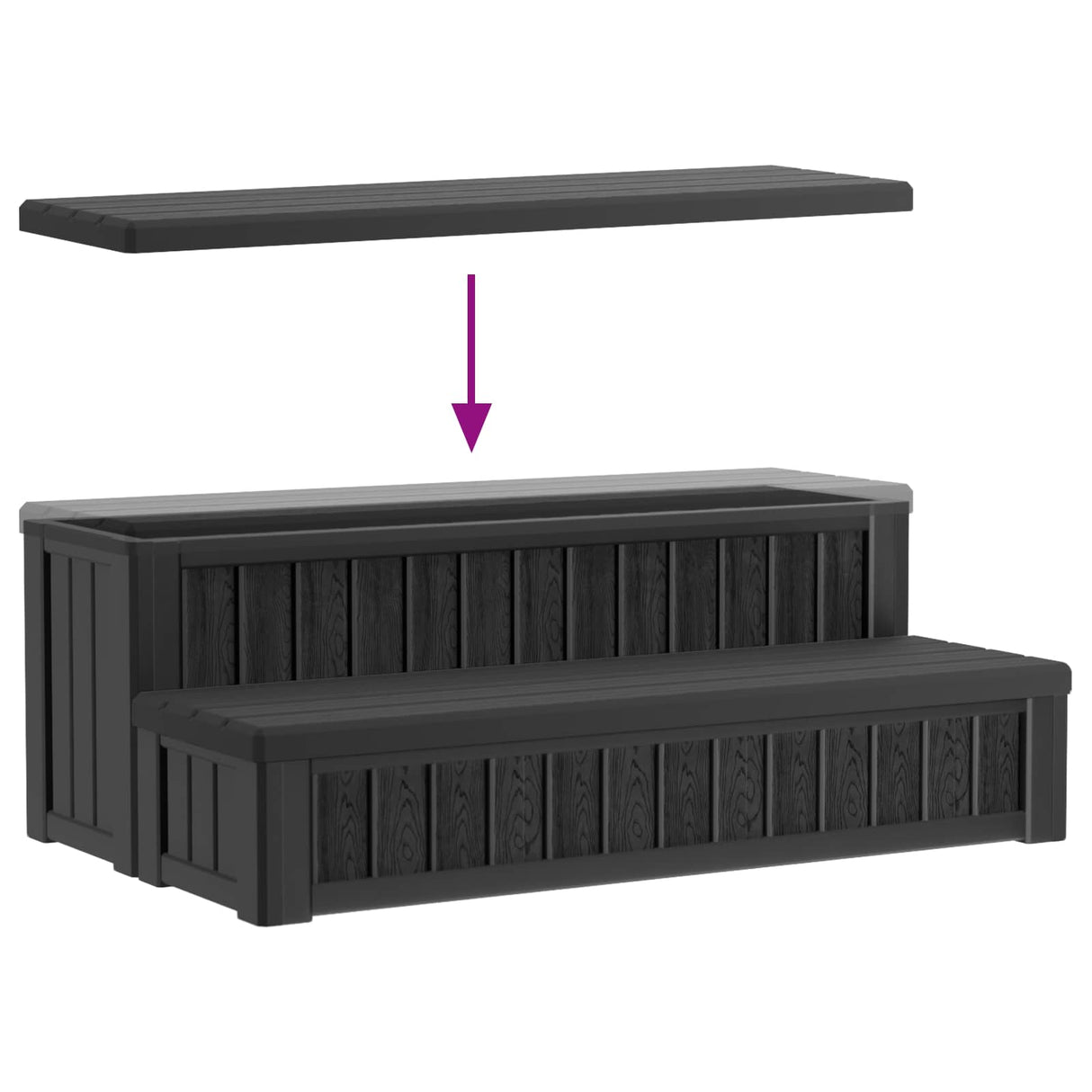vidaXL Hot Tub Stap met Opbergruimte 2-Traps Bruin en Grijs PP