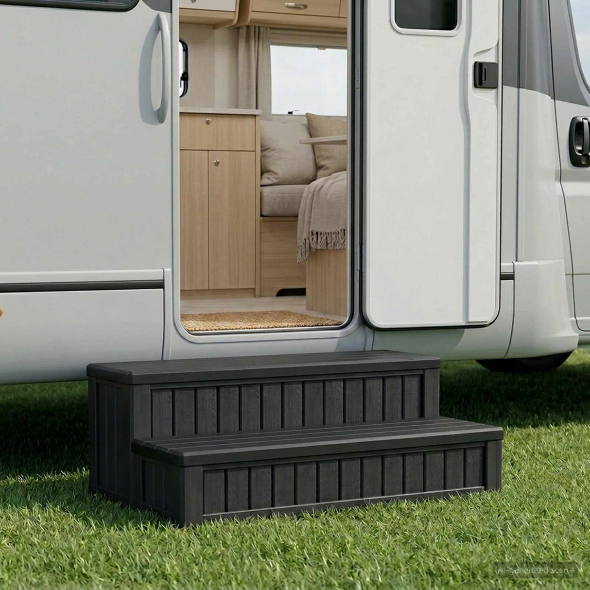 vidaXL Hot Tub Stap met Opbergruimte 2-Traps Bruin en Grijs PP