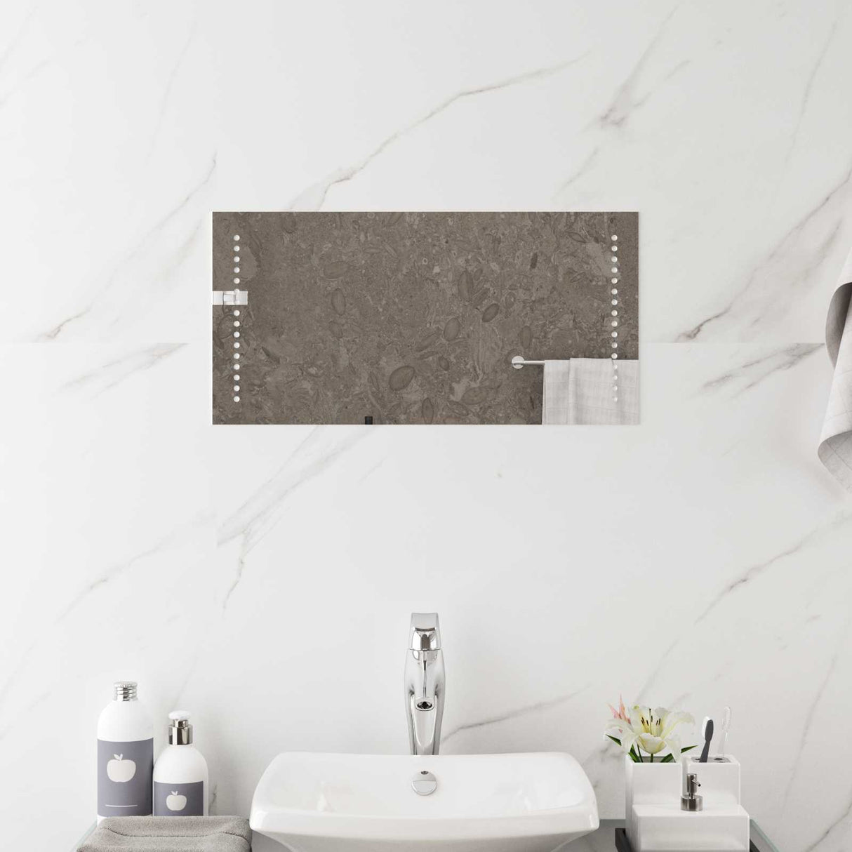 vidaXL LED Bathroom Mirror Transparent 60 x 30 cm Tempered Glass