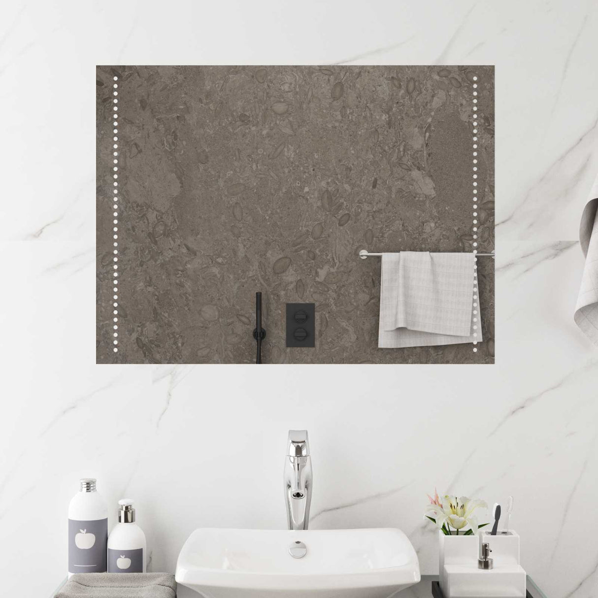 vidaXL LED Bathroom Mirror Transparent 60 x 30 cm Tempered Glass
