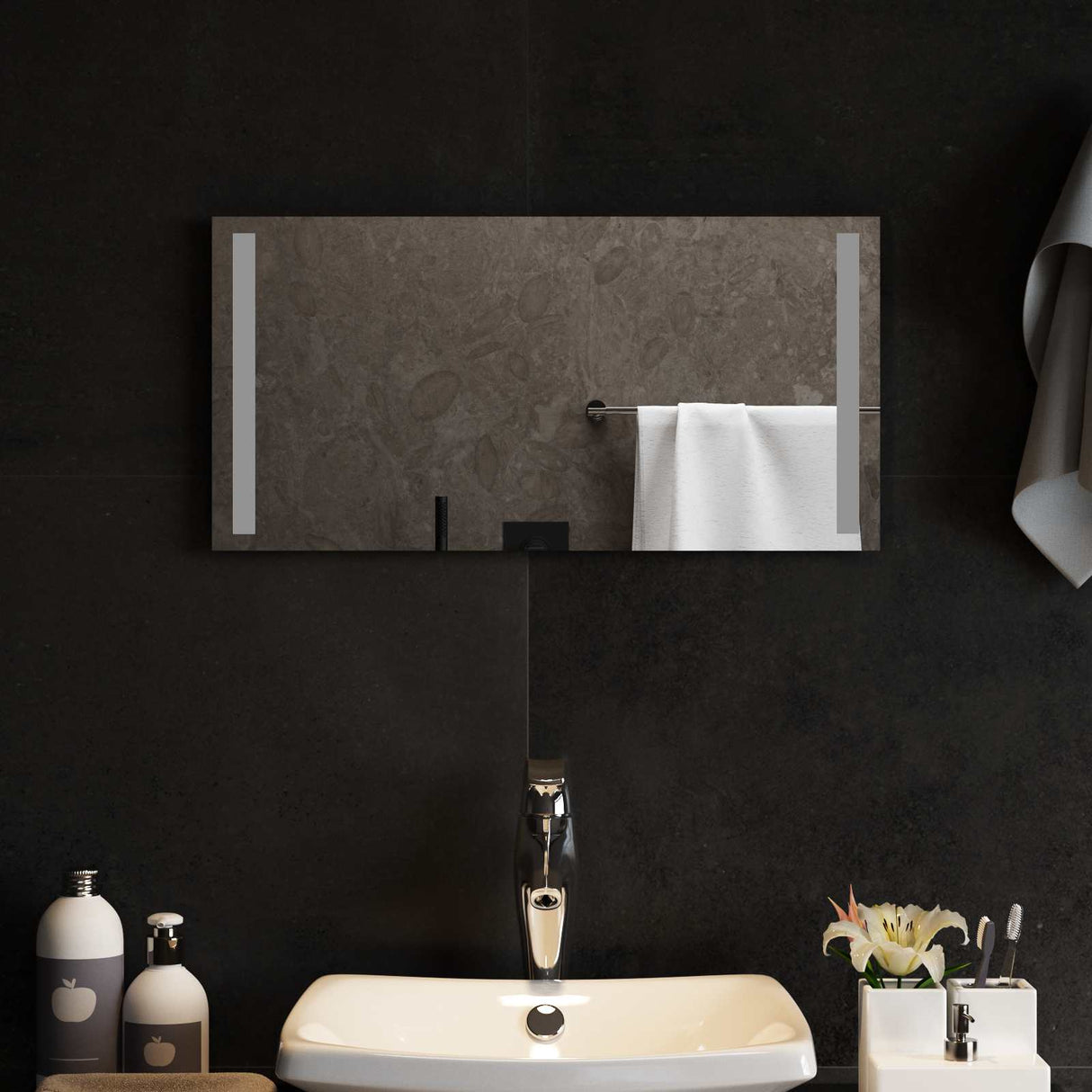 vidaXL LED Badkamerspiegel Transparant 50 x 30 cm gehard glas