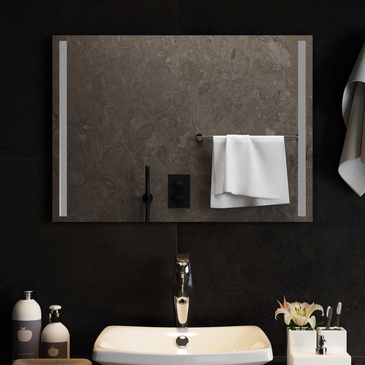 vidaXL LED Badkamerspiegel Transparant 50 x 30 cm gehard glas