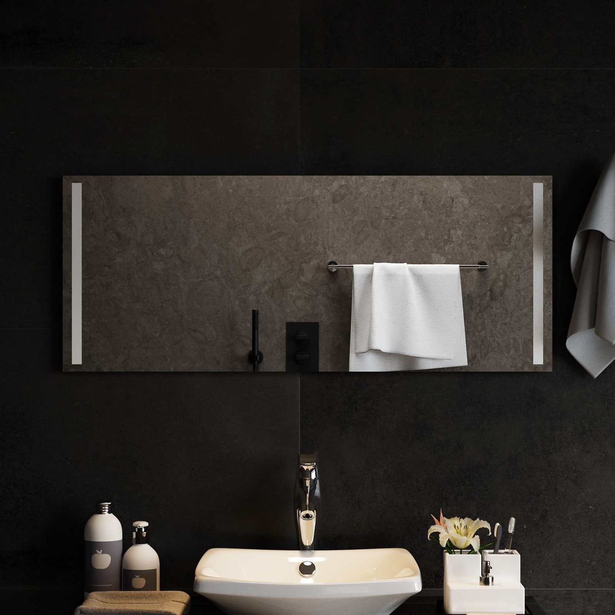 vidaXL LED Badkamerspiegel Transparant 50 x 30 cm gehard glas