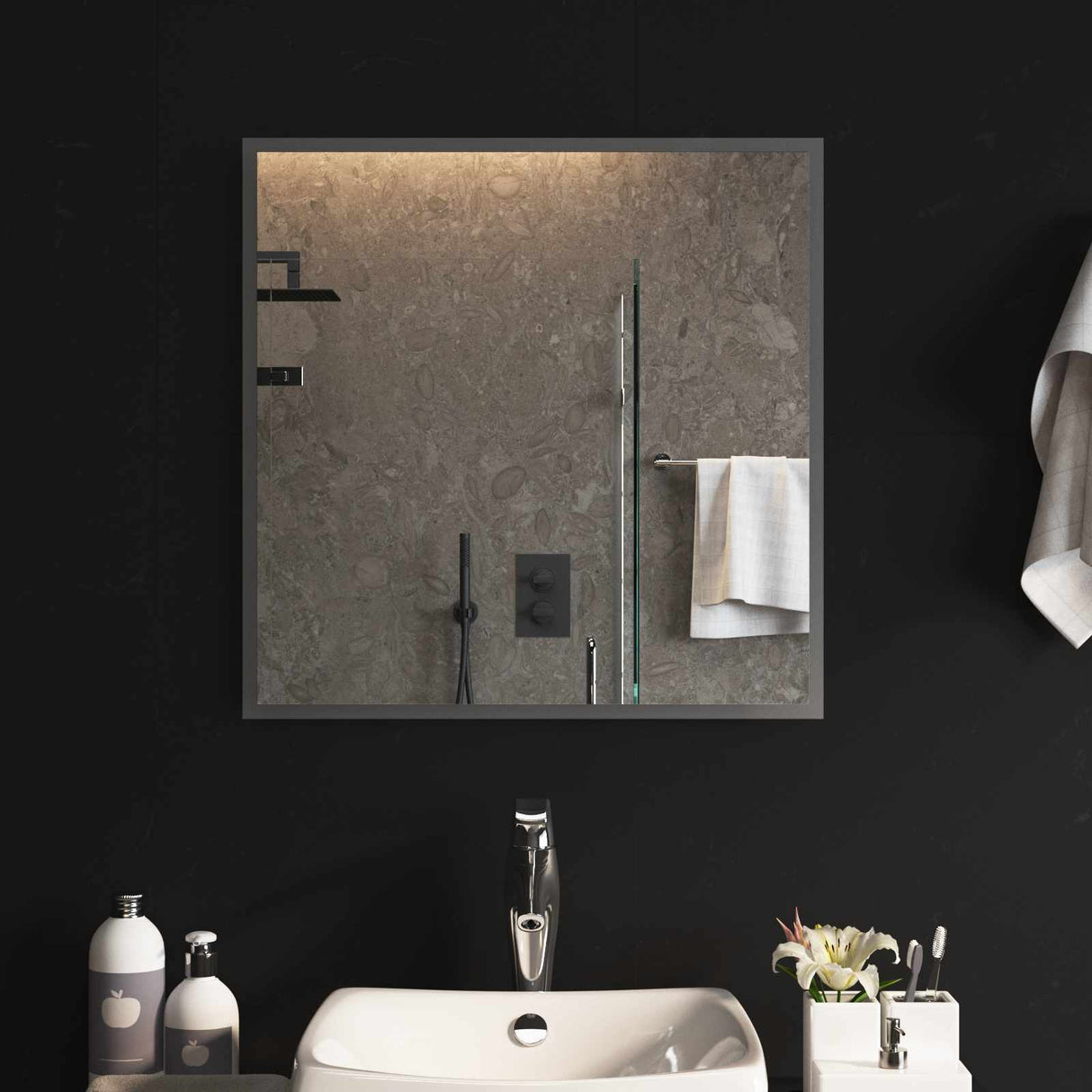 vidaXL LED Badkamerspiegel Transparant 40 x 40 cm gehard glas