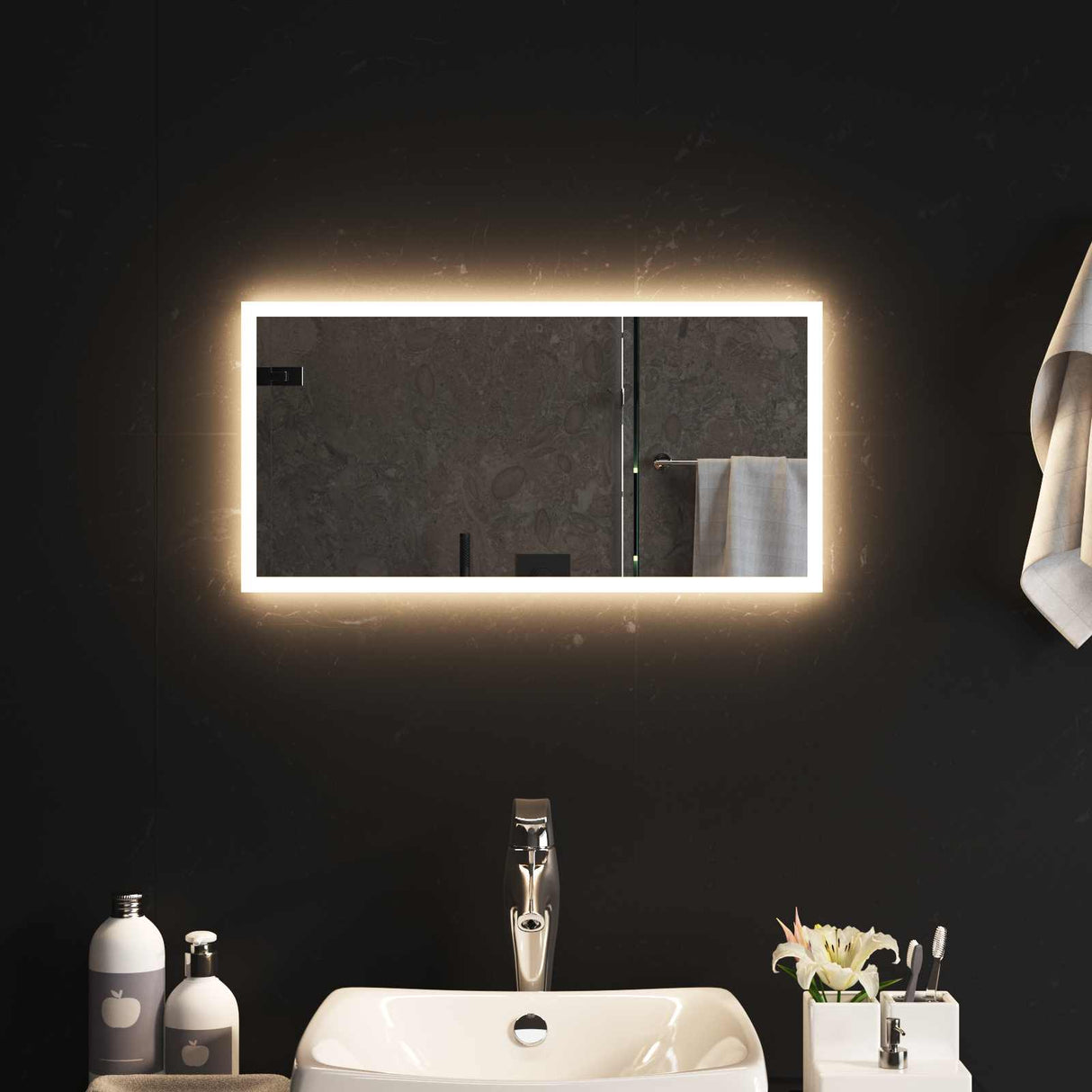 vidaXL LED Badkamerspiegel Transparant 50 x 30 cm gehard glas