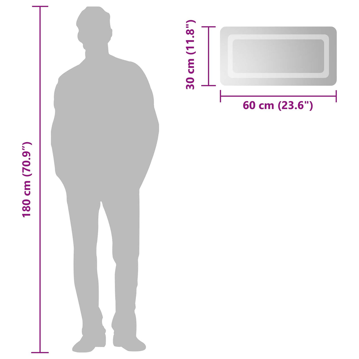 vidaXL LED Bathroom Mirror Transparent 50 x 30 cm Tempered Glass