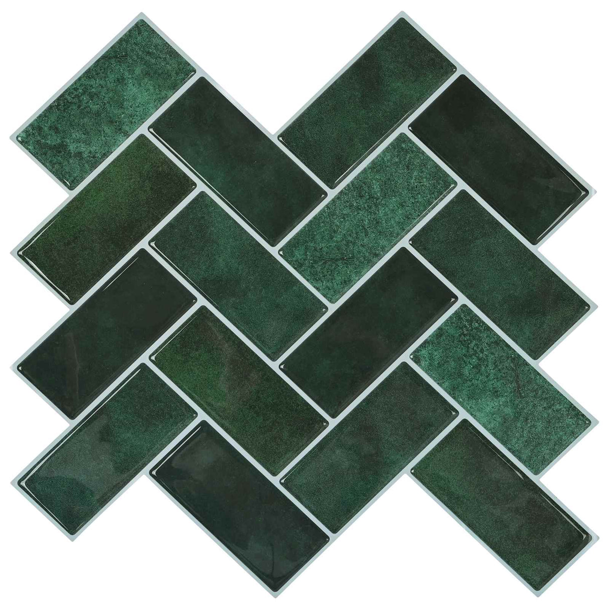 vidaXL Herringbone Tile 10 pcs White Grey 30 x 30 cm Polyurethane and PET