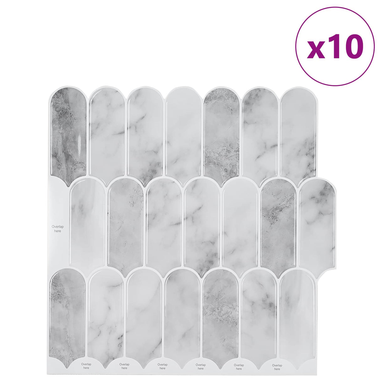 vidaXL Veer Tegel 10 pcs Grijs Marmer 30 x 30 cm Polyurethaan en PET