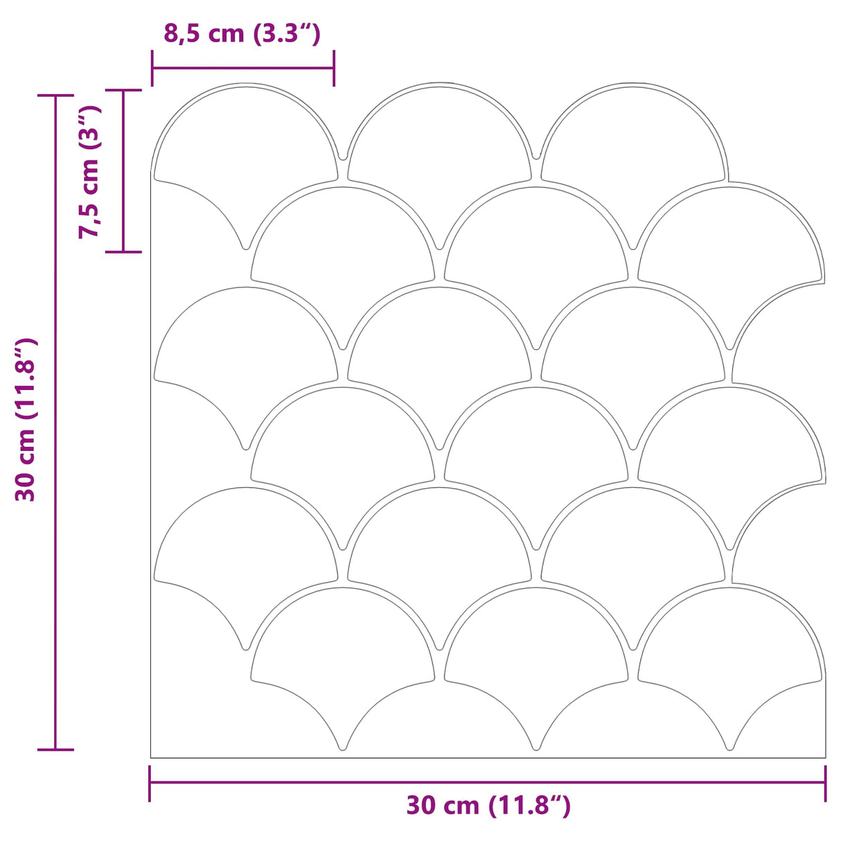 vidaXL Vis Schub Tegel 10 pcs Wit 30 x 30 cm Polyurethaan en PET
