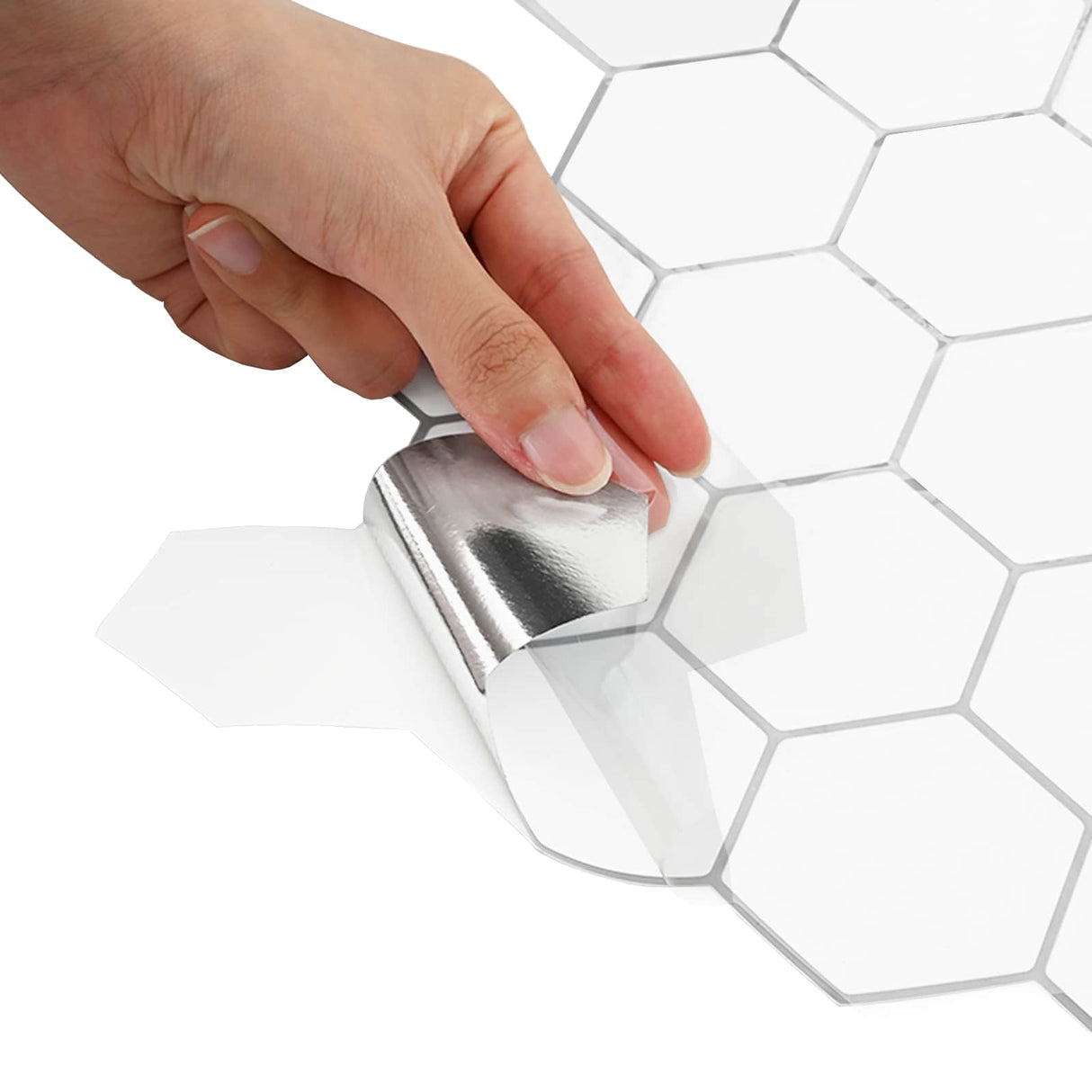 vidaXL Hexagon Tegel 10 pcs Wit Grijs 30 x 30 cm Polyurethaan en PET