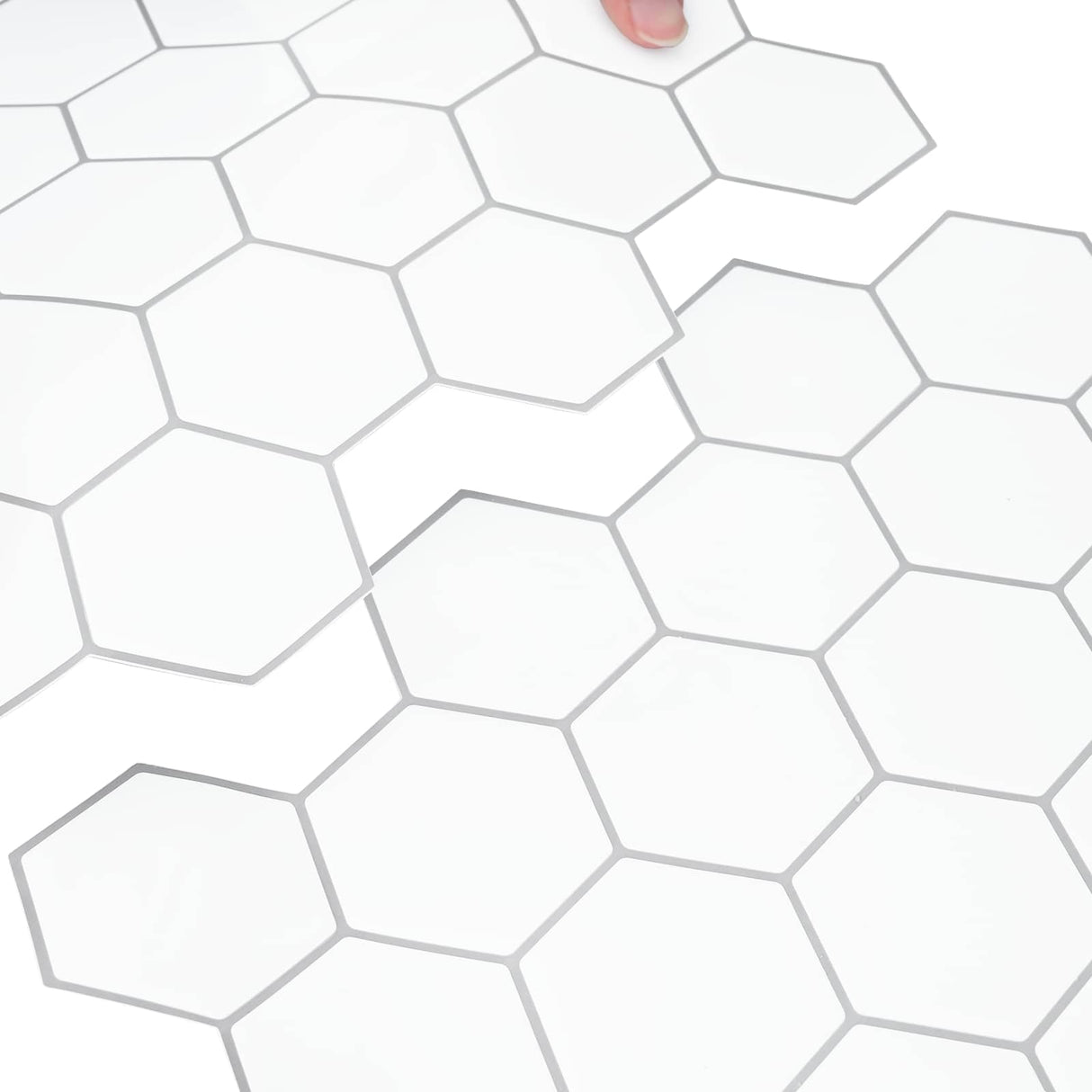 vidaXL Hexagon Tegel 10 pcs Wit Grijs 30 x 30 cm Polyurethaan en PET