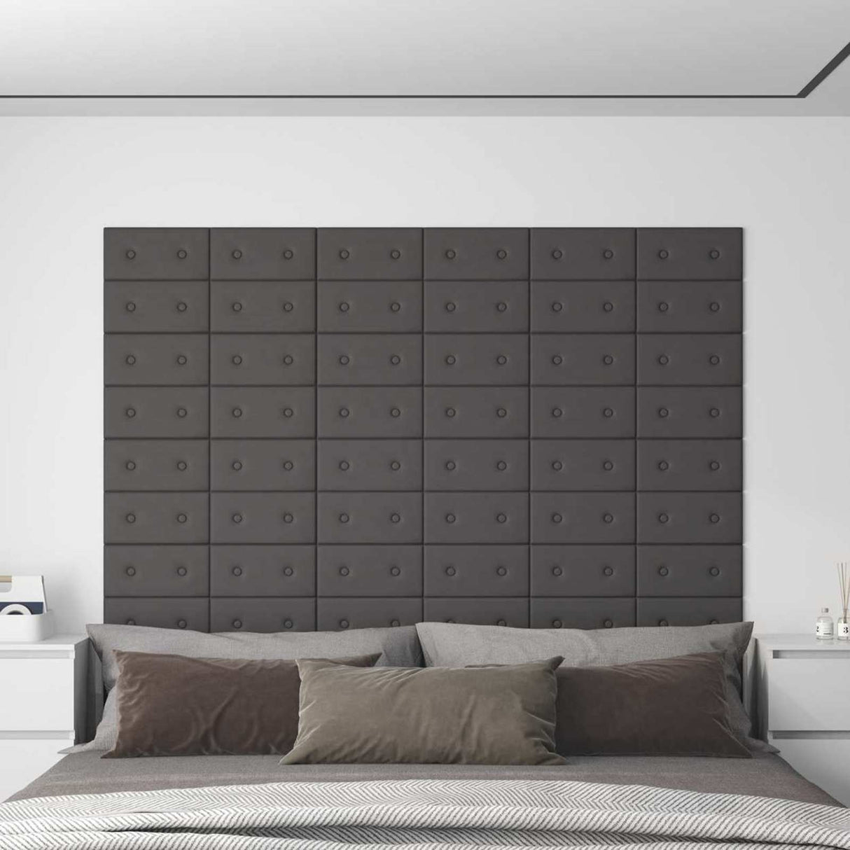 vidaXL Wand Hoofdbord 12 pcs Zwart 30 x 15 cm Kunstleer