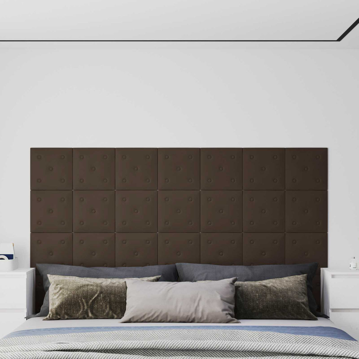 vidaXL Wand Hoofdbord 12 pcs Zwart 30 x 15 cm Kunstleer