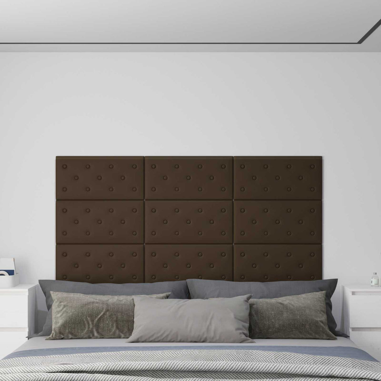 vidaXL Wand Hoofdbord 12 pcs Zwart 30 x 15 cm Kunstleer