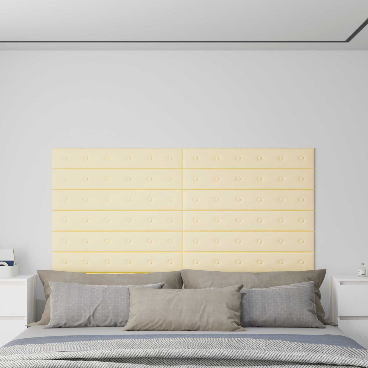 vidaXL Wand Hoofdbord 12 pcs Zwart 30 x 15 cm Kunstleer